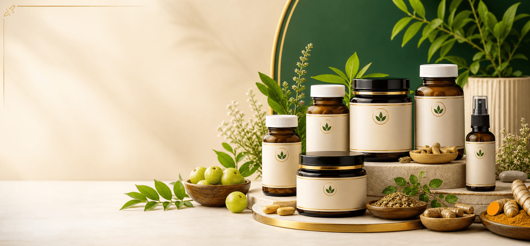 Generated premium Ayurveda wellness product banner
